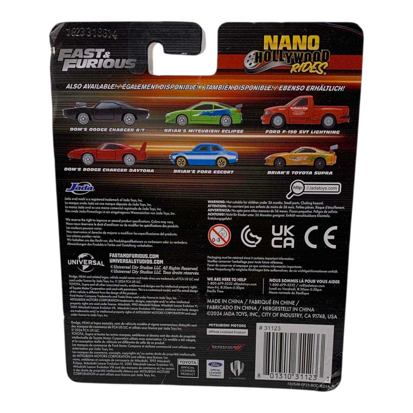 DOM'S DODGE CHARGER DAYTONA - BRIANS TOYOTA SUPRA - BRIAN'S FORD ESCORT - Mini