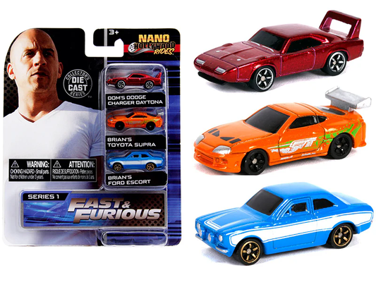 DOM'S DODGE CHARGER DAYTONA - BRIANS TOYOTA SUPRA - BRIAN'S FORD ESCORT - Mini