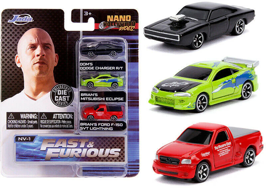 DOM'S DODGE CHARGER R/T - BRIAN'S MITSUBISHI ECLIPSE - FORD F-150 SVT LIGHTNING - Mini